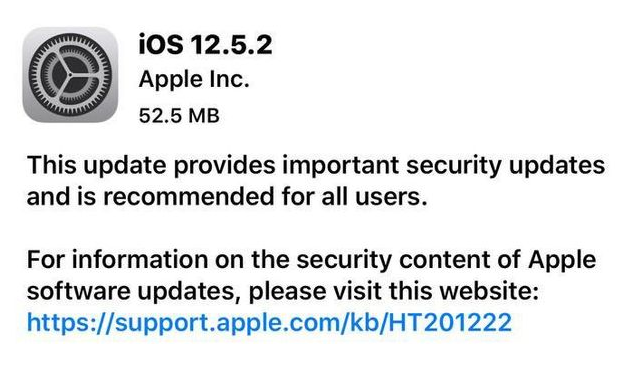 嵩明苹果手机维修分享iOS12.5.2发布，建议所有老苹果用户安装 